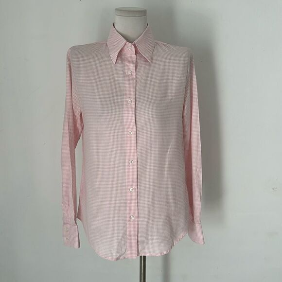 Emma Willis Pink Checkered Button Down Blouse - Picture 1 of 6